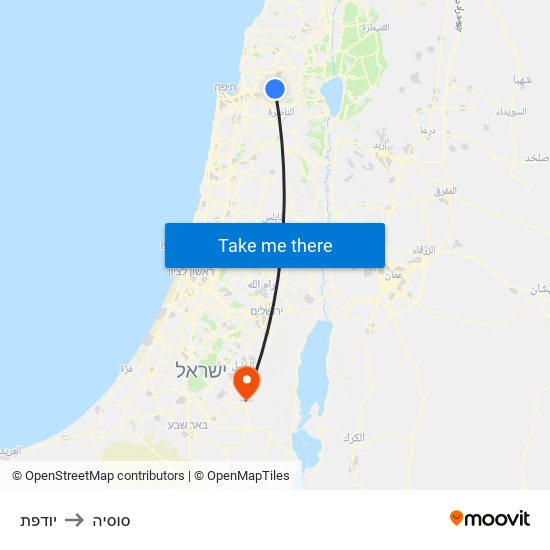 יודפת to סוסיה map