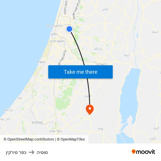 כפר סירקין to סוסיה map