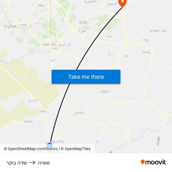 שדה בוקר to סוסיה map