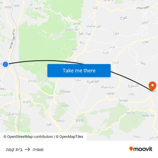 בית קמה to סוסיה map