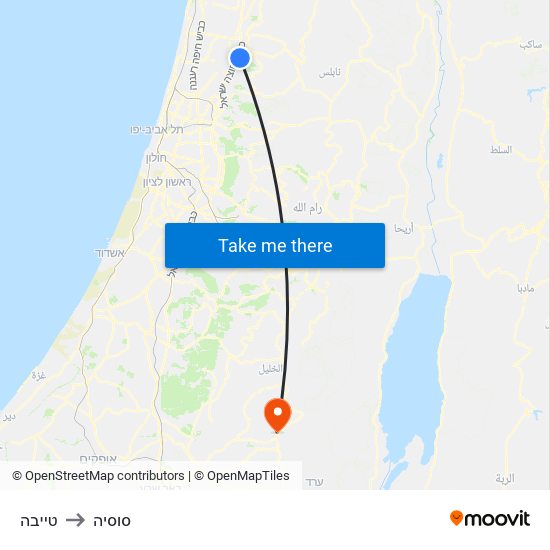 טייבה to סוסיה map