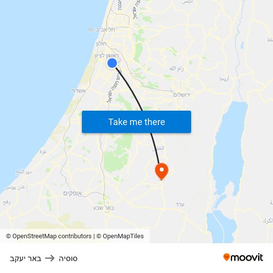 באר יעקב to סוסיה map