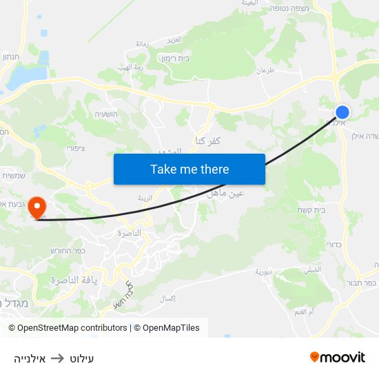 אילנייה to עילוט map