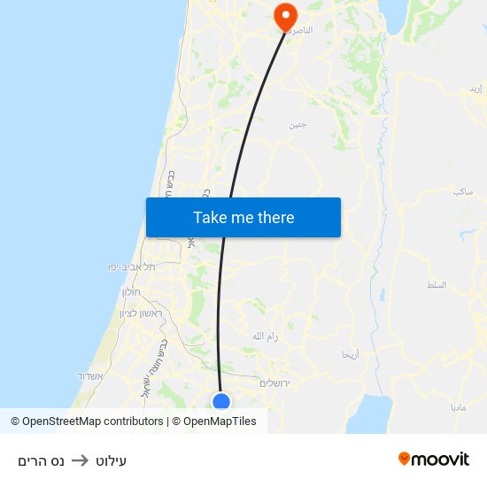 נס הרים to עילוט map