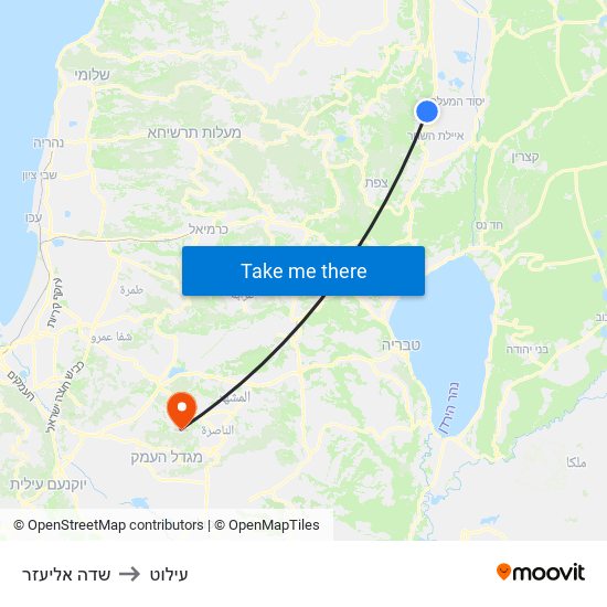 שדה אליעזר to עילוט map