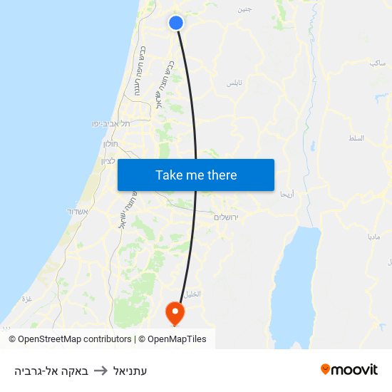 באקה אל-גרביה to עתניאל map