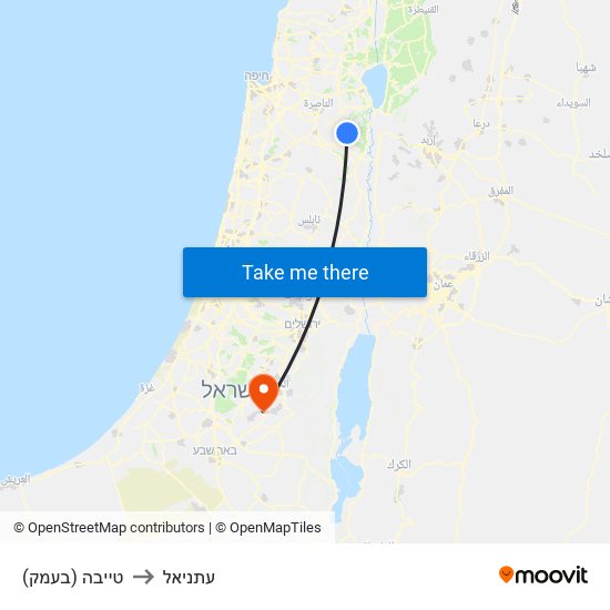 טייבה (בעמק) to עתניאל map