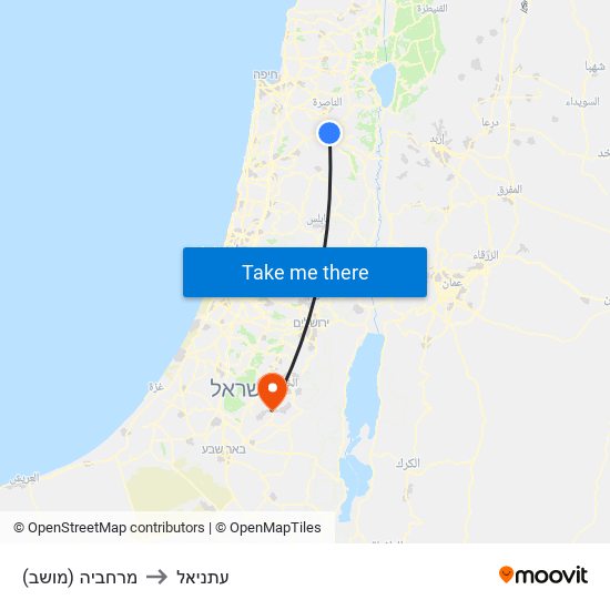 מרחביה (מושב) to עתניאל map