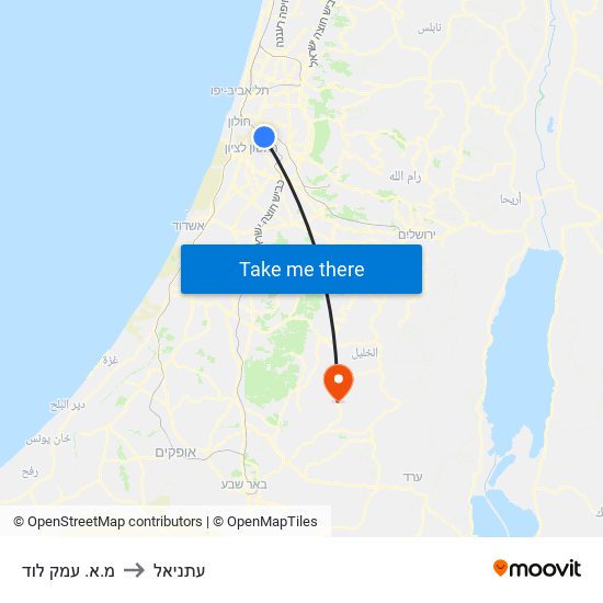 מ.א. עמק לוד to עתניאל map