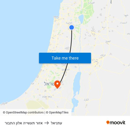 אזור תעשייה אלון התבור to עתניאל map