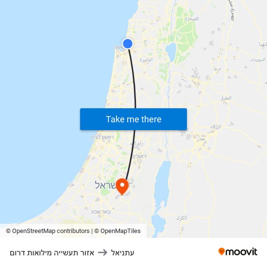 אזור תעשייה מילואות דרום to עתניאל map