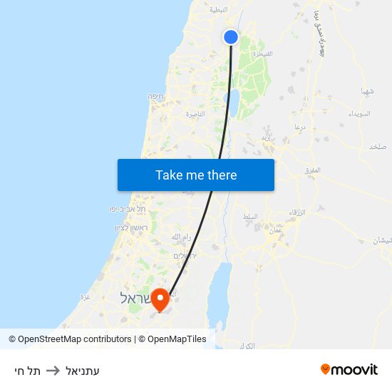 תל חי to עתניאל map