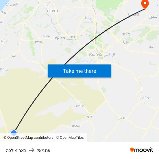 באר מילכה to עתניאל map