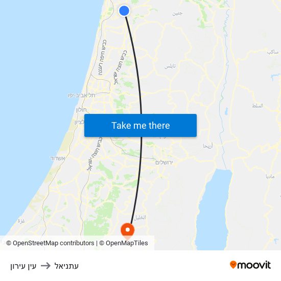 עין עירון to עתניאל map