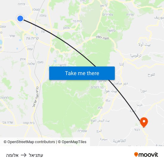 אלומה to עתניאל map