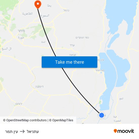 עין תמר to עתניאל map