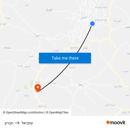 חברון to עתניאל map