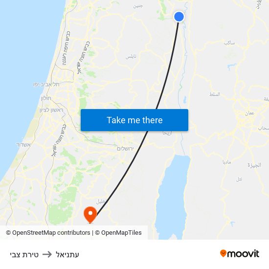 טירת צבי to עתניאל map