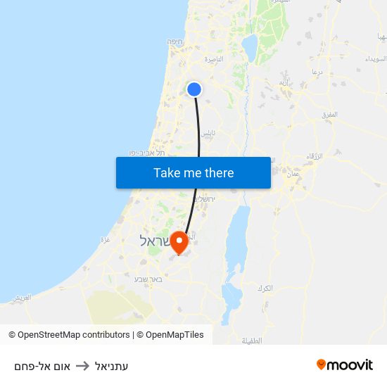 אום אל-פחם to עתניאל map