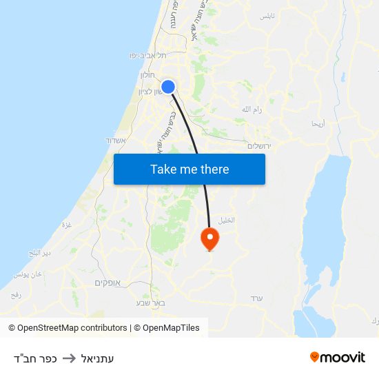 כפר חב"ד to עתניאל map