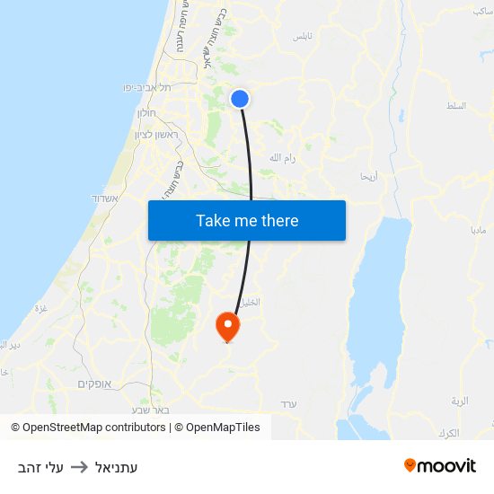 עלי זהב to עתניאל map