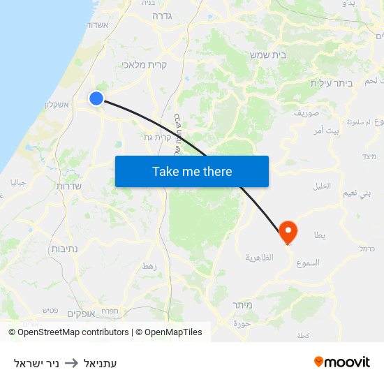 ניר ישראל to עתניאל map