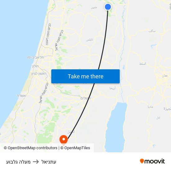 מעלה גלבוע to עתניאל map