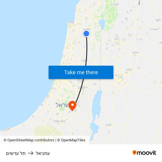 תל עדשים to עתניאל map