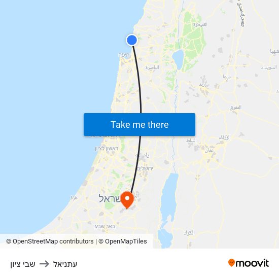 שבי ציון to עתניאל map