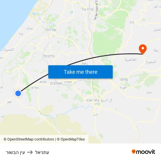 עין הבשור to עתניאל map