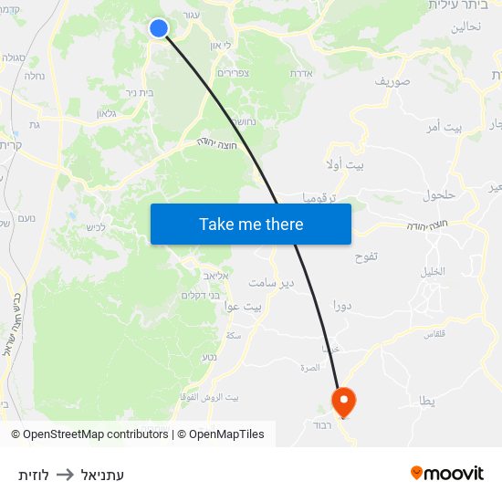 לוזית to עתניאל map