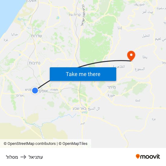 מסלול to עתניאל map