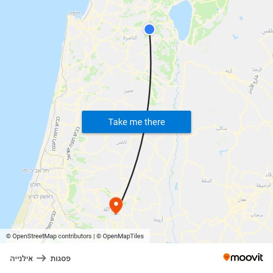 אילנייה to פסגות map