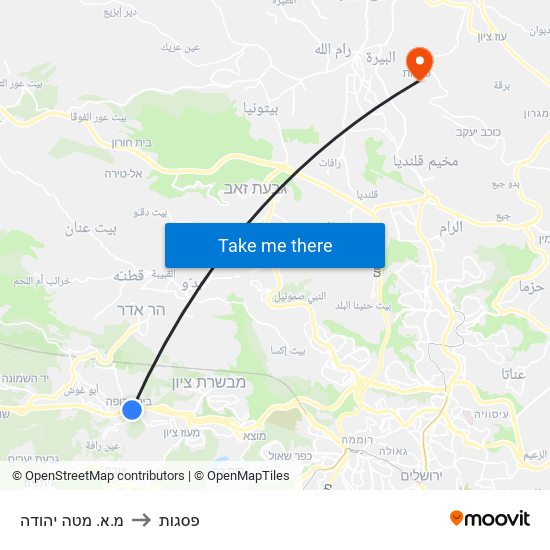 מ.א. מטה יהודה to פסגות map