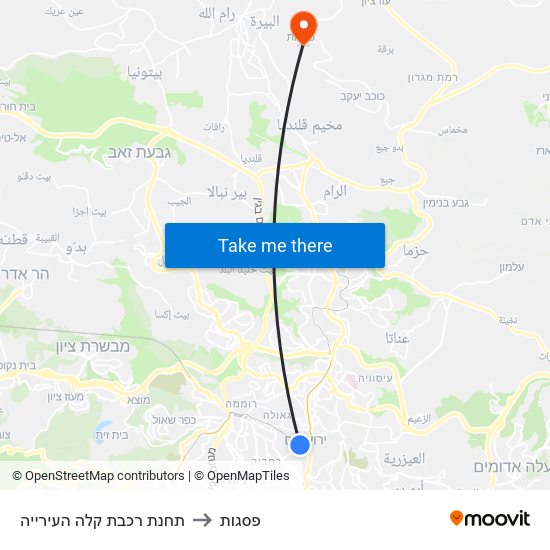 תחנת רכבת קלה העירייה to פסגות map