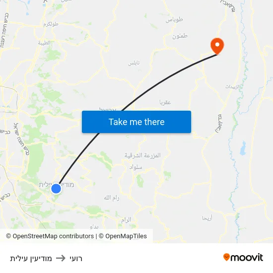 מודיעין עילית to רועי map