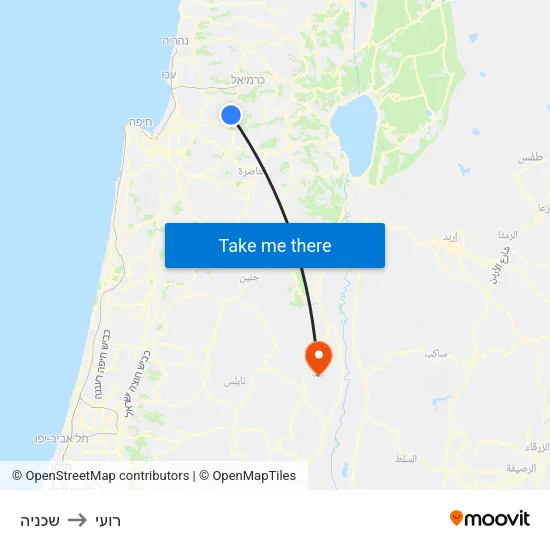 שכניה to רועי map