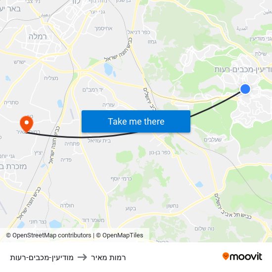 מודיעין-מכבים-רעות to רמות מאיר map