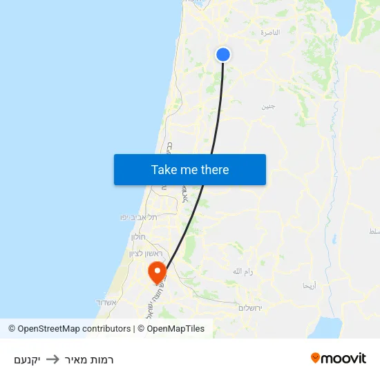 יקנעם to רמות מאיר map