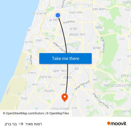 בני ברק to רמות מאיר map