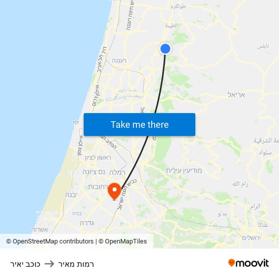 כוכב יאיר to רמות מאיר map