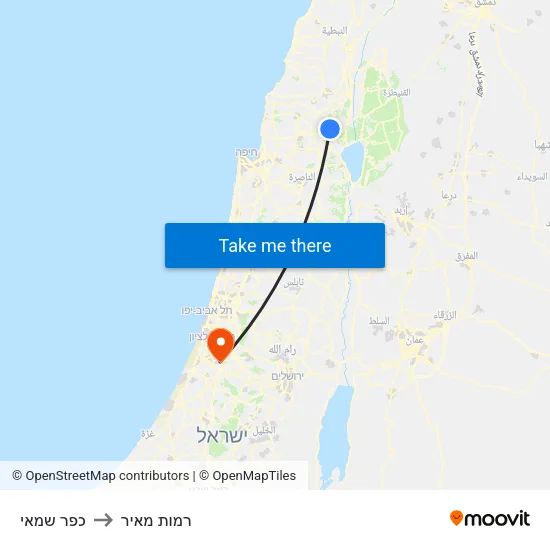 כפר שמאי to רמות מאיר map