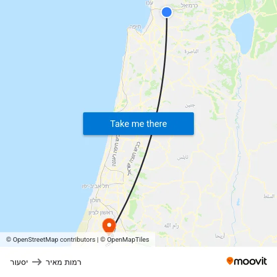 יסעור to רמות מאיר map
