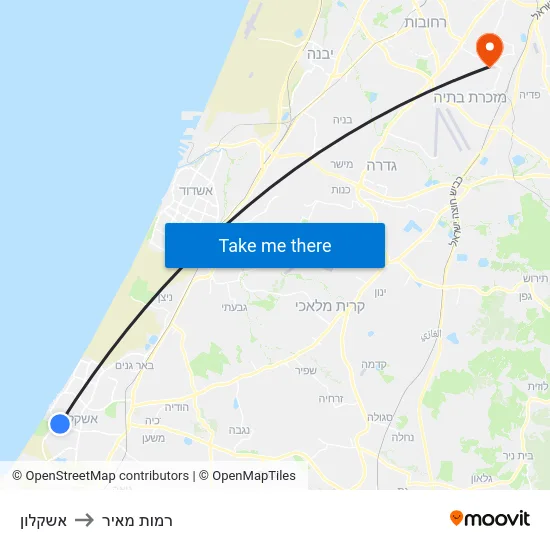 אשקלון to רמות מאיר map