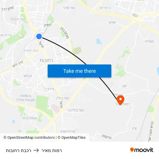 רכבת רחובות to רמות מאיר map