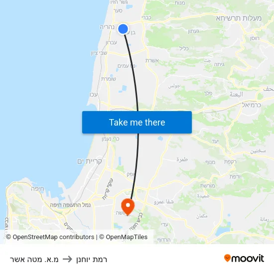 מ.א. מטה אשר to רמת יוחנן map
