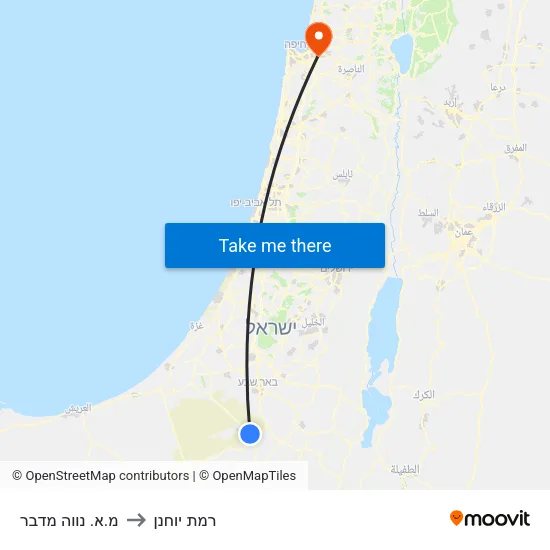 מ.א. נווה מדבר to רמת יוחנן map