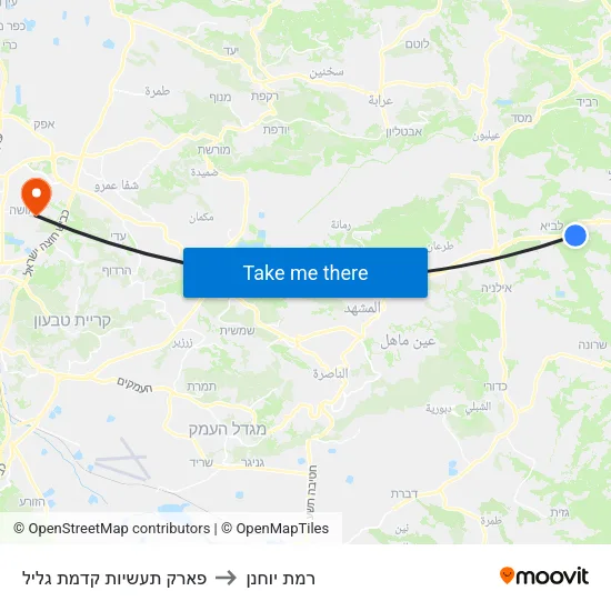 פארק תעשיות קדמת גליל to רמת יוחנן map