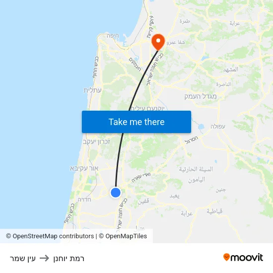 עין שמר to רמת יוחנן map