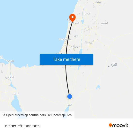 שחרות to רמת יוחנן map
